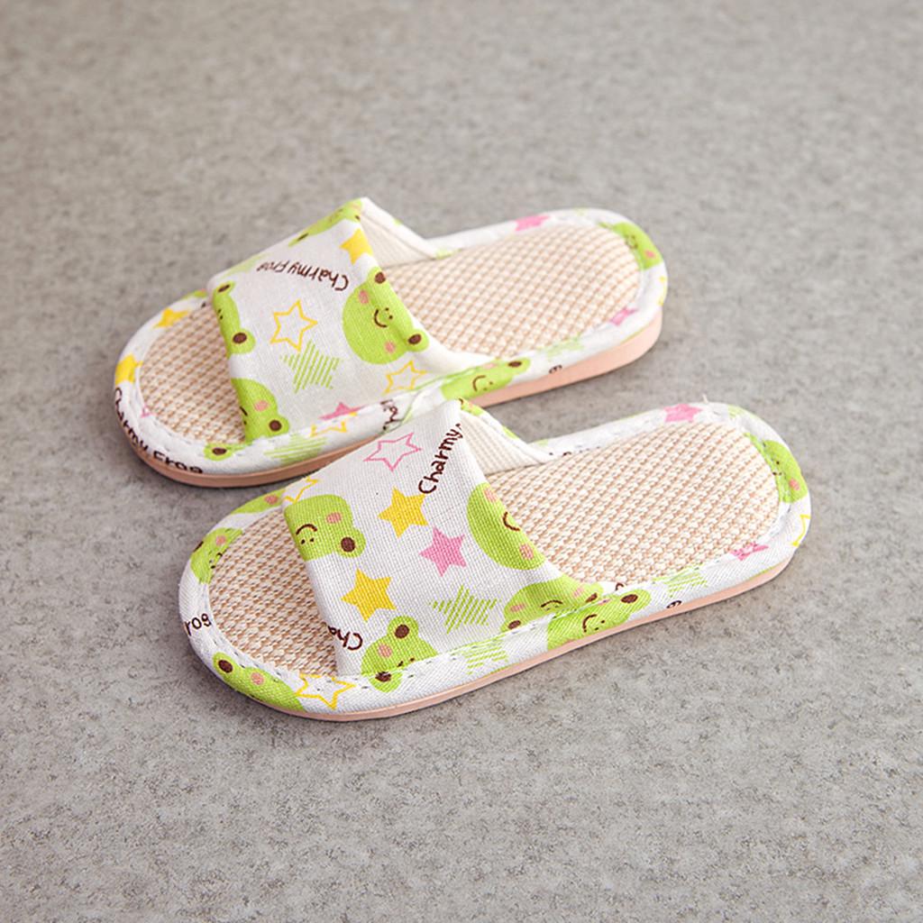Toddler Infant Kids Girls Boys Unisex Cartoon Linen Slippers Breathable Shoes