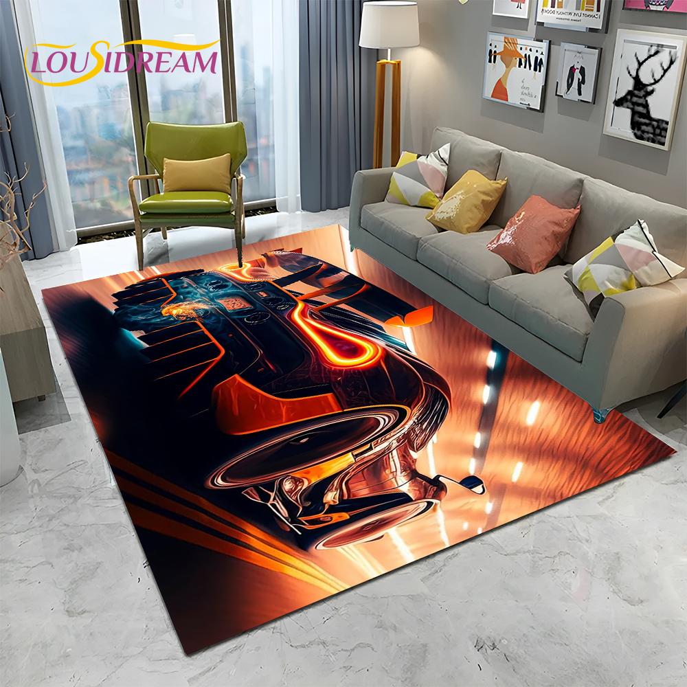 HD Concept Car 3D Future Sports Car Cartoon Carpet Rug for Home Living Room Bedroom Sofa Doormat Decor,kids Non-slip Floor Mat