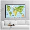 Sea Life Continents Animal World Map Picture Children Poster Nursery Wall Art Canvas Print Painting Baby Kids Bedroom Decoration