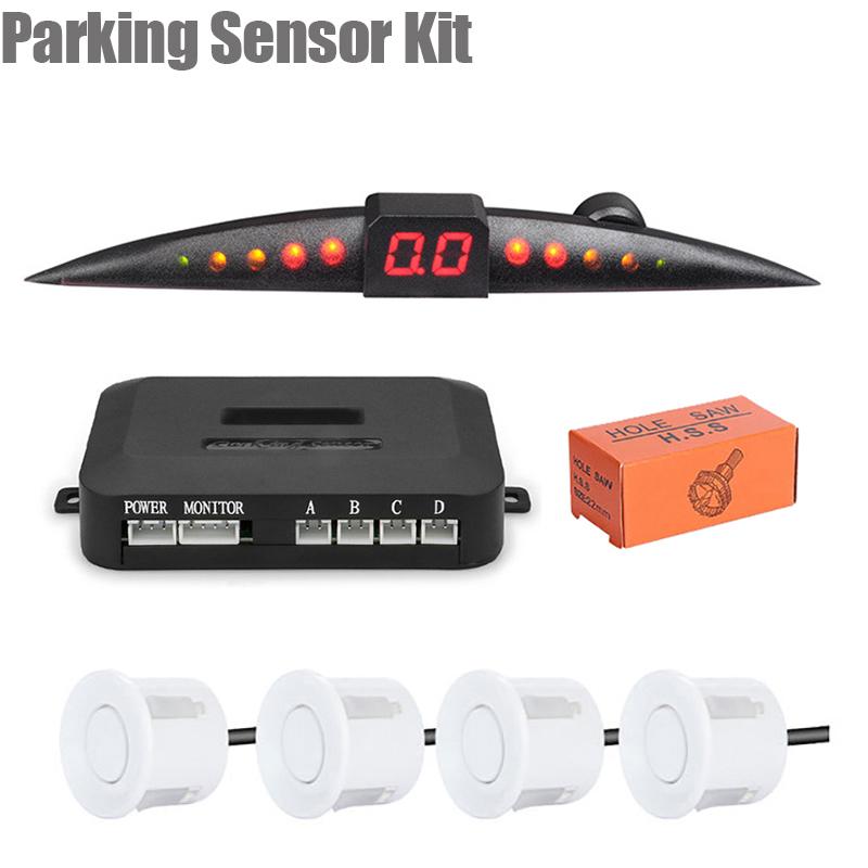 Parking Sensor Kit Car Parktronic LCD Display Beep Reverse Backup Radar Monitor System 4 Sensors 22mm 12V 7 Color Parking Sensor