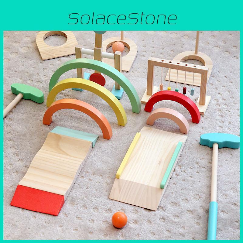 Kid Wooden Golf Toy With Balance And Puzzle Elements For Indoor Learning Outdoor