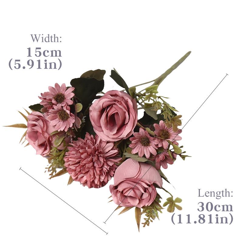 European Style Silk Rose Artificial Flower Bouquet for Home Décor and Weddings