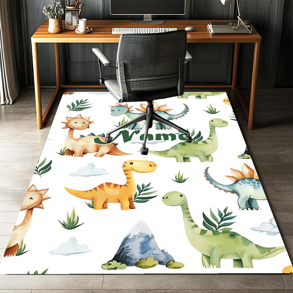 Custom Name Dinosaur Printed Carpet,Rug for Office Chair Living Room Bedroom Kitchen Room Decor Gifts.
