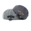 Letter Kids Denim Beret Embroidered Newsboy Cap Adjustable Drawstring Peaked Cap  Boy