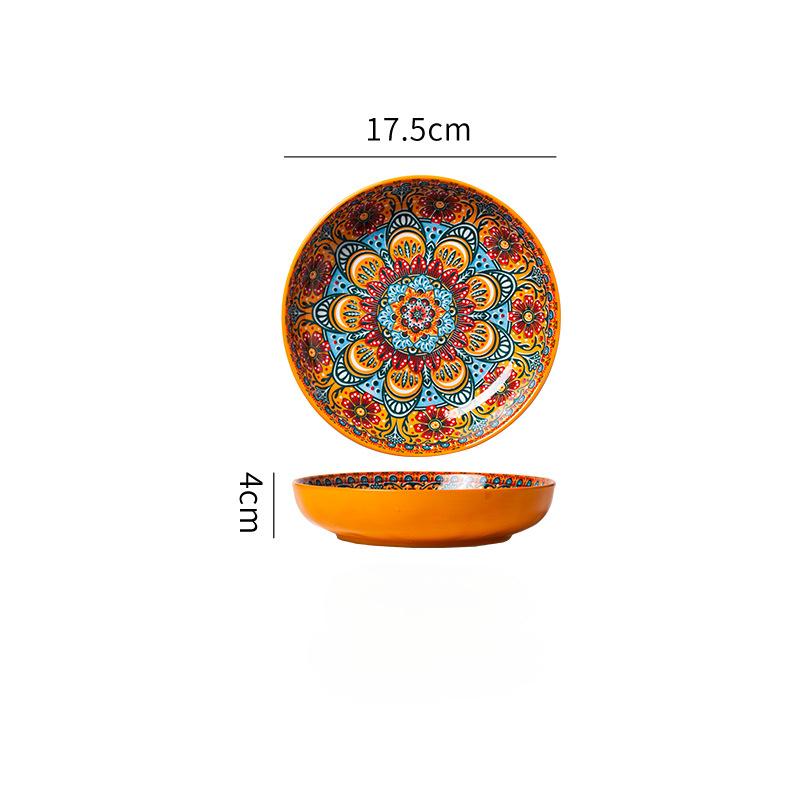 17,5cm Keramikteller Haushalts-Vintag-Geschirr Frühstücksteller Knödelplatte Gemüse-Obst-Teller tiefer Teller