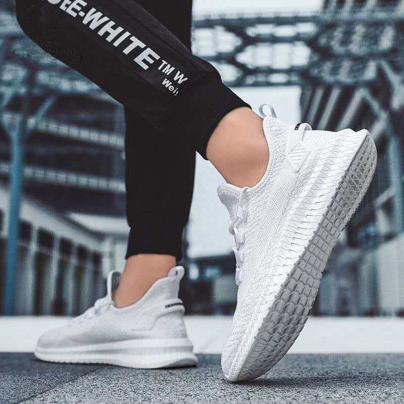 Męskie buty sportowe Flyknit, codzienne, siateczkowe, oddychające, pojedyncze, sznurowane z przodu, lekkie buty do biegania, rozmiar 39-44