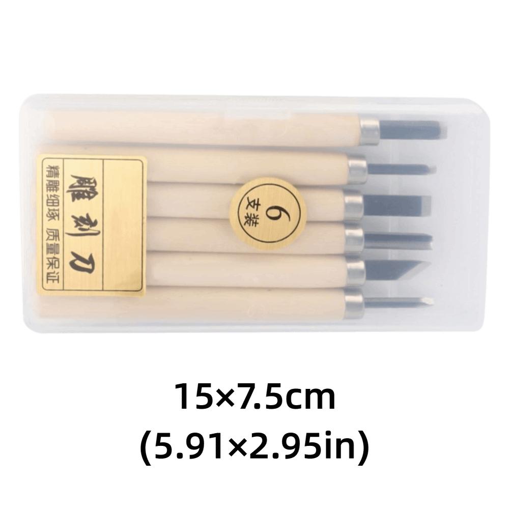 6pcs Steel Wood Carving Tool Storage Case Chisel Kit Wood Carving Knife  Sculpture