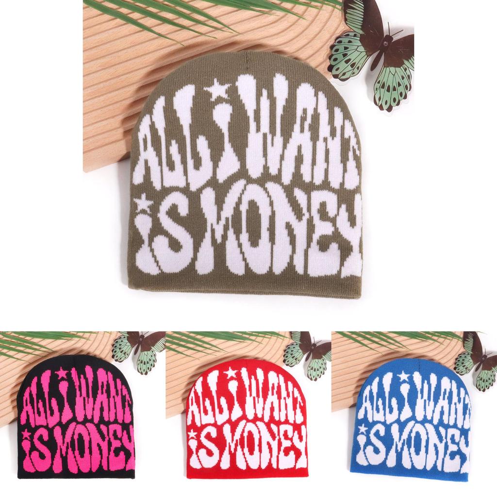 Unisex Acrylic Knit Hatwith Letter Embroidery For Fall Outdoor Activities