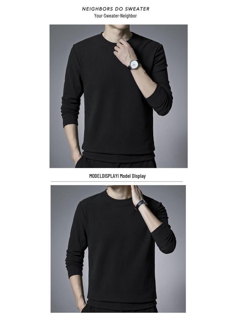 Woodpecker Men's Double-Brushed Long Sleeve Semi-High Collar Top for Autumn/Spring
