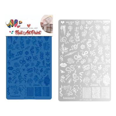 Schmetterling Nagelstempel Schlangenform Nagelstempelplatten Blumen Nagelstempelvorlagen Nagelkunstschablonen für Frau