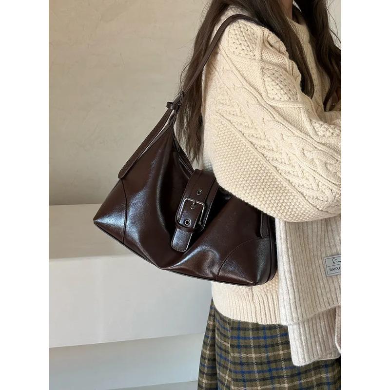 Hochwertige Glänzende PU-Leder Damen Schultertaschen Einfache Unifarbene Damen Umhängetasche Lässige Große Kapazität Damen Handtasche