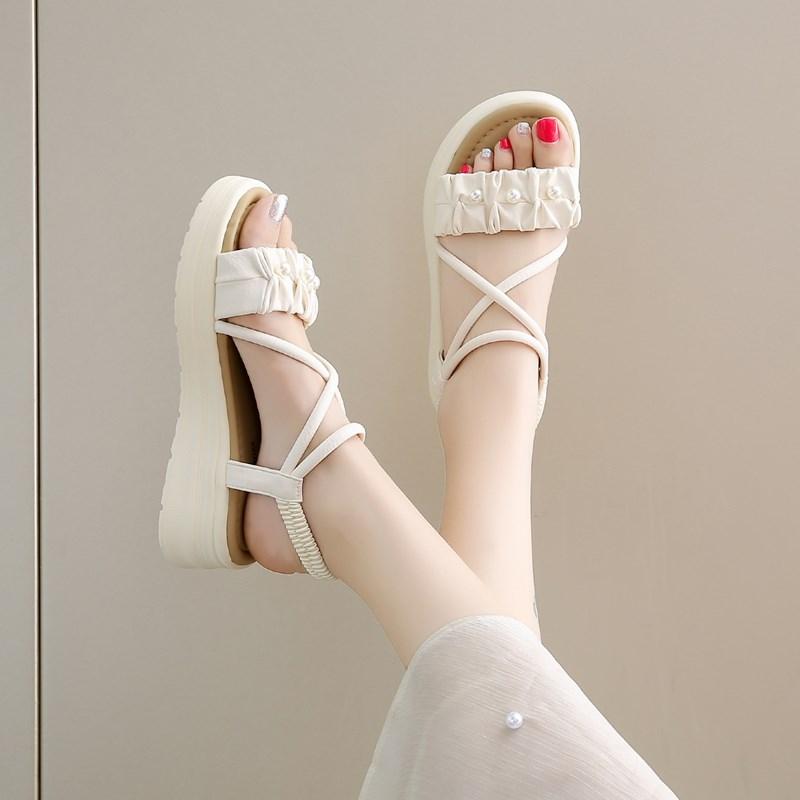 Fashion CRLAYDK Women Comfortable Strap Fashion Dressy Sandals Outdoor Travel Walking Slides Ladies Platform Elastic Band Slippers