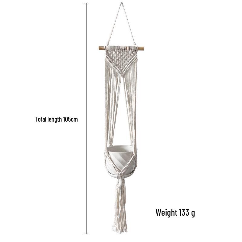 Creative Woven Hanging Flower Pot Basket with Net Bag Decoration