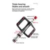 ROCKBROS Bicycle Pedals Left/right Lightweight Pedal 3 Bearings Road Bike Pedal Widened Magnesium Alloy Pedal Ultralight 171G