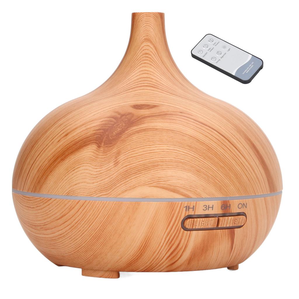 Desk Humidifier 400ml Wood Grain Colorful LED Light Ultra Quiet Remote Control Aromatherapy Diffuser 100‑240V