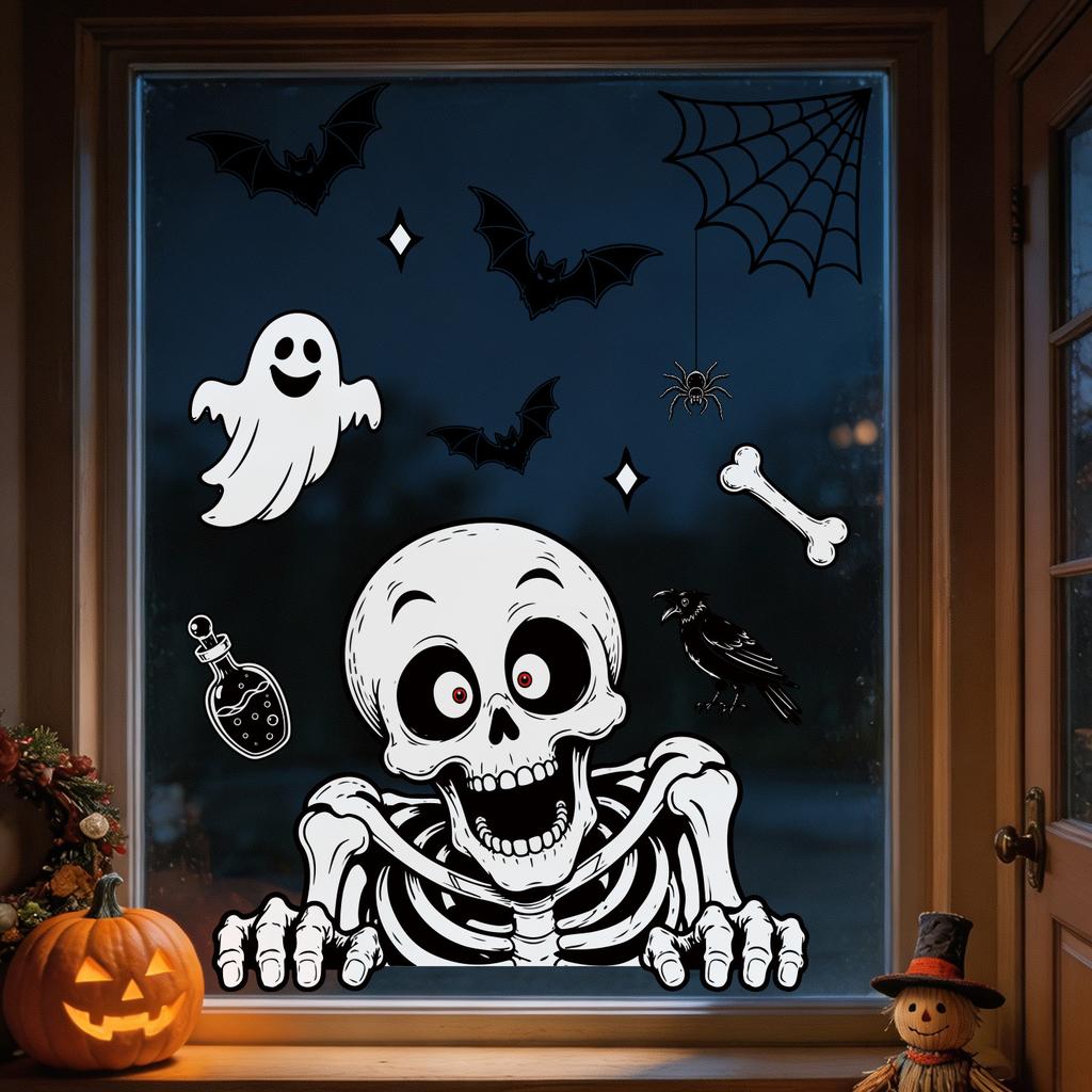 Halloween Decorations Horror Wall Stickers Skull Stickers Halloween Static Stickers