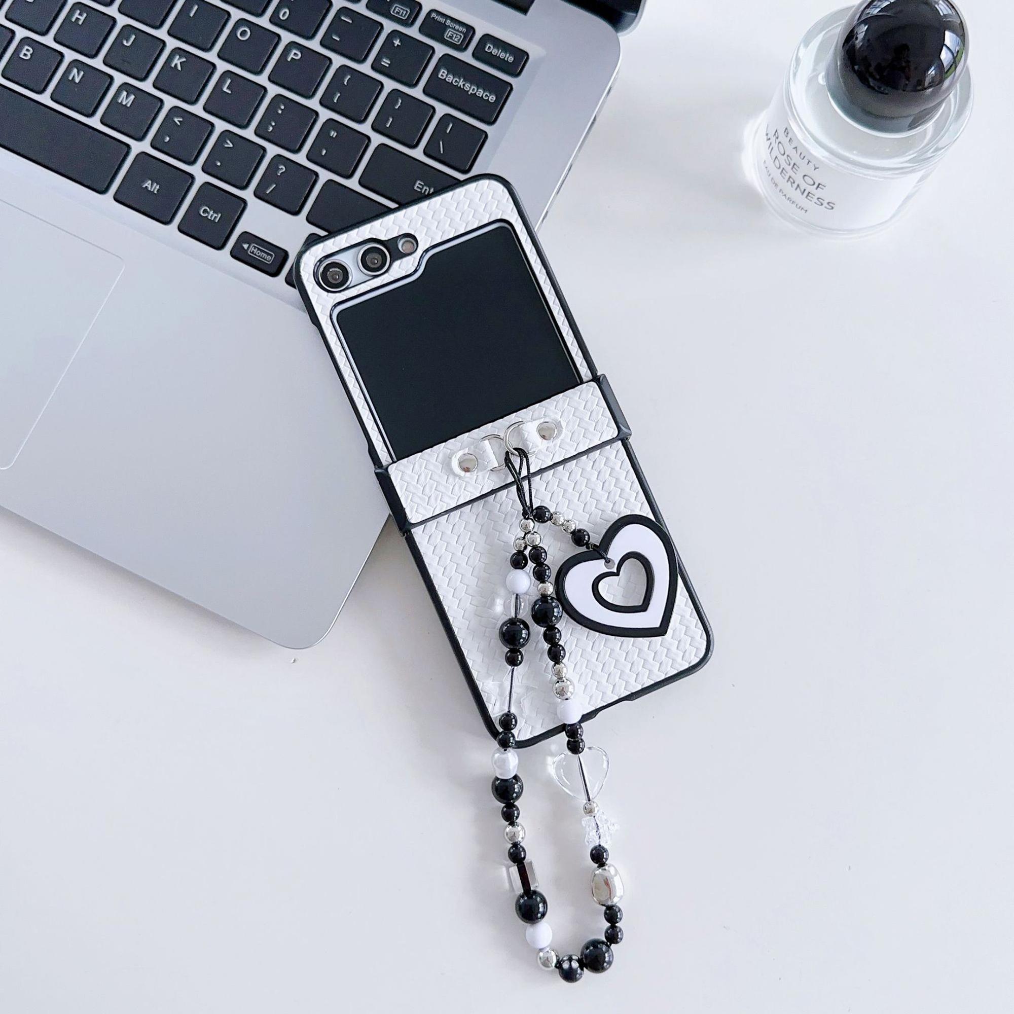 

Тканый складной чехол для телефона с цепочкой Love для Samsung, простые складные аксессуары в корейском стиле для Galaxy Z Flip 3 4 5 6 Samsung Galaxy Z Flip 3