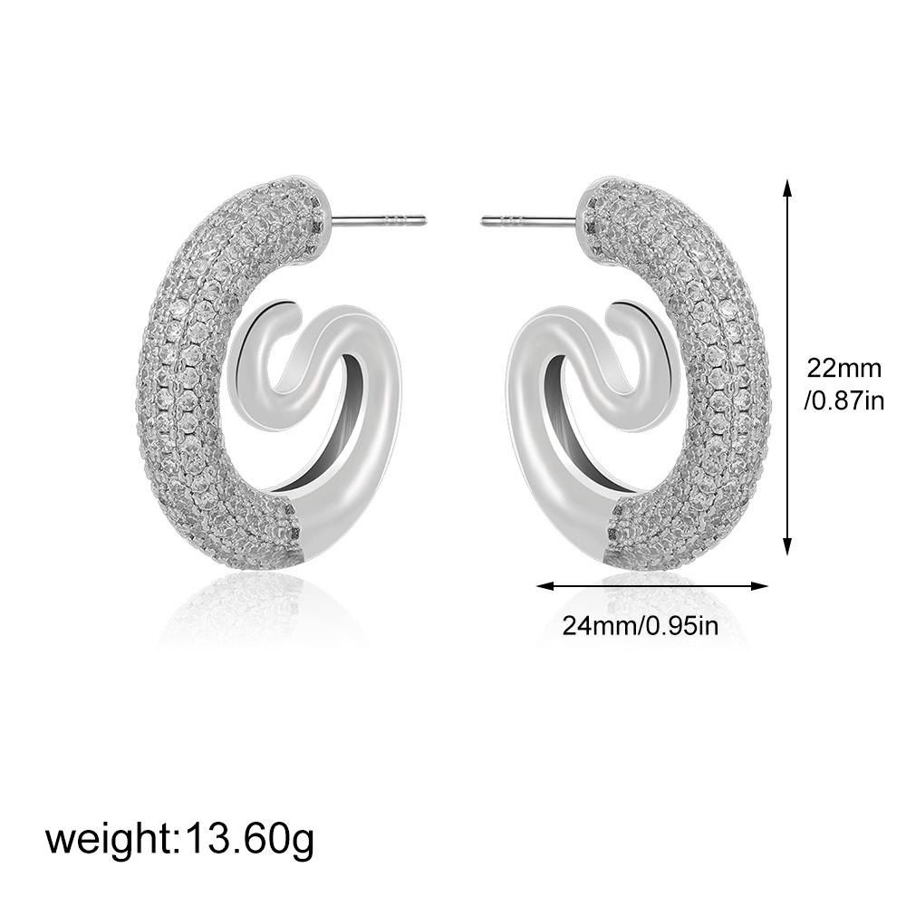 

Luxury Design Zircon Spiral Hoop Earrings for Women Accessories Gift Statement 18K Gold Plated Stainless Steel Party Zircon
