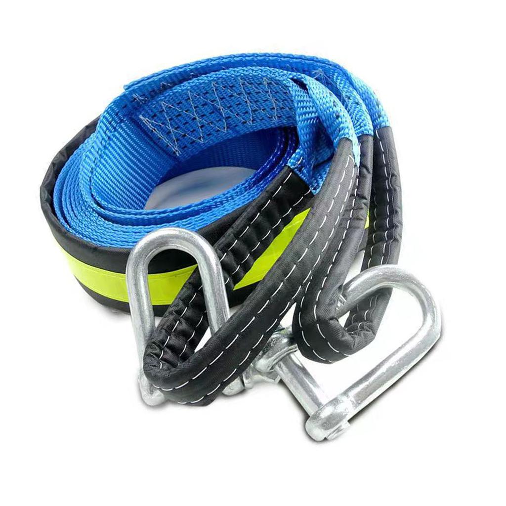 Car Towing Rope 5meters 8T Load Bearing Polyester Material Heavy Duty Tow Strap with Hooks for Emergency Blue