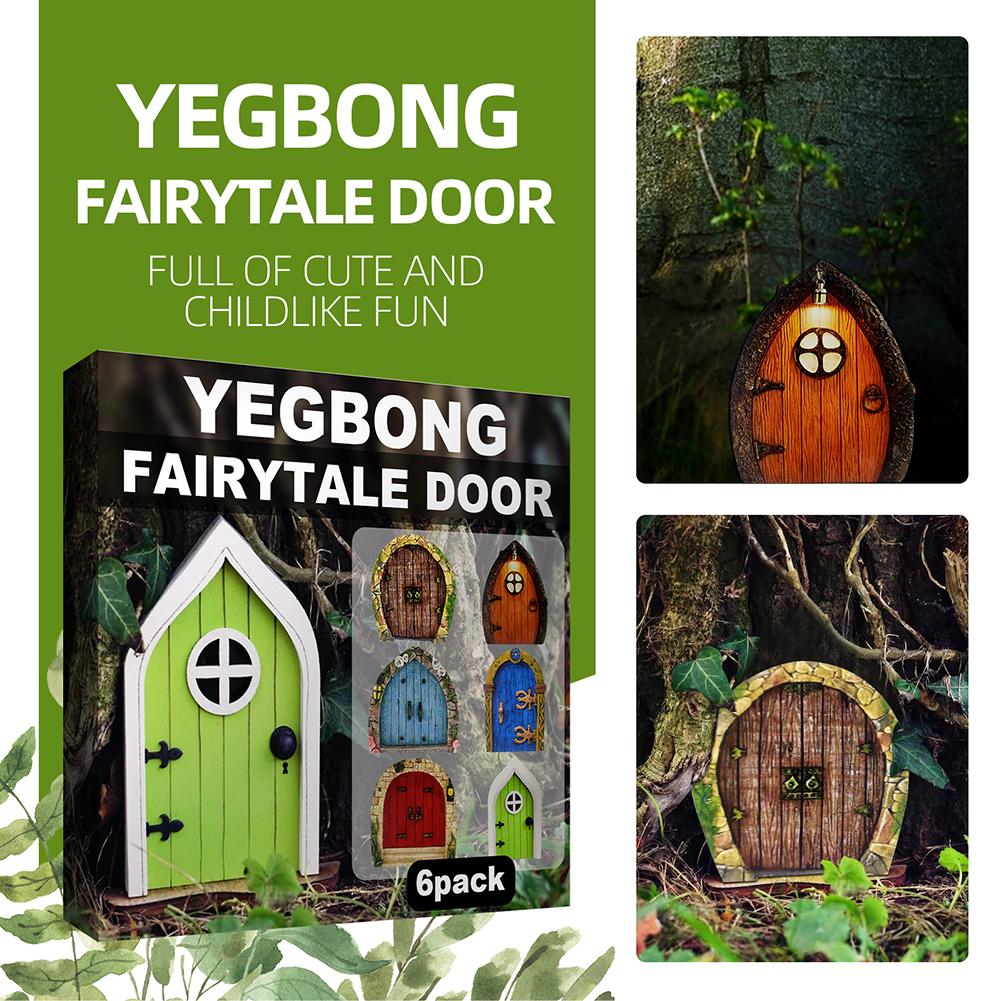 1/6 Pcs Mini Fairy Elf Door Wooden Landscape Dollhouse Interior Wall Garden Sculpture Door Craft Decoration Dollhouse Accessorie