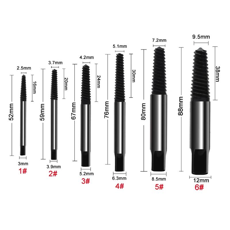 6 Stück Schraubenausdreher Zentrierbohrer Führungsset Abgebrochene Beschädigte Bolzenausdreher Ausdrehgeschwindigkeit Easy Out Bohrwerkzeugset