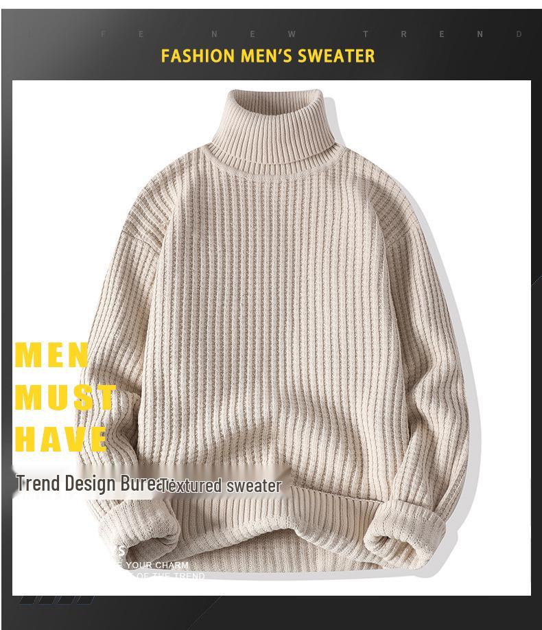 Men's Trendy Korean Style Thick High-Neck Sweater for Autumn/Winter
