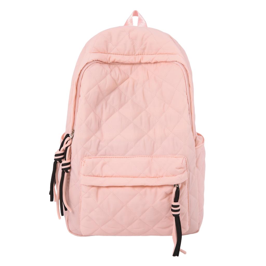 Lightweight Quilted Backpack Casual Fashion Daily Bag Large Capacity School Bag for Students Minimalist Design Commute Travel with Functional Pockets