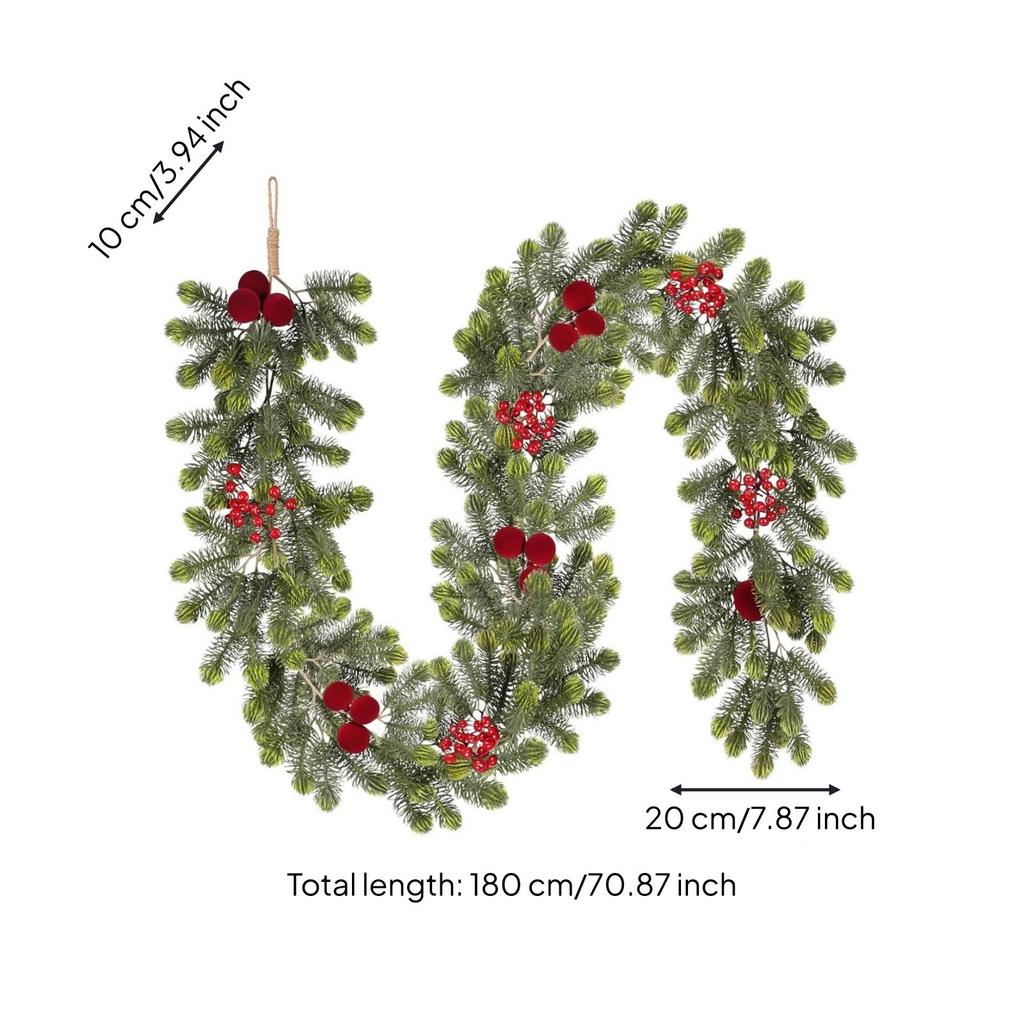 Christmas Garland Artificial Red Fruit Dense for Door