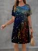 Fashion 3D Print Summer Dress Loose Casual Short Sleeve O-Neck Mini Dress