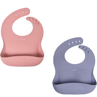 Lalabee Silicone Bib 2-piece Set, Red, Lavender, 1 Set