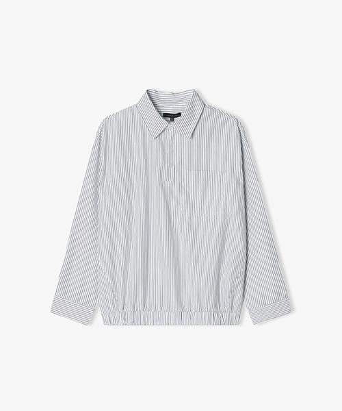 River Classy [25Ss] Lls41509 Blue Striped Banding Collar Top 95