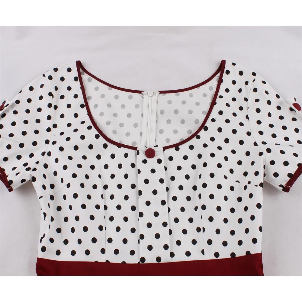 Dámské Vintage šaty Puntíky Rockabilly Koktejl Swing Šaty Jarní Letní Šaty Krátké Rukávy