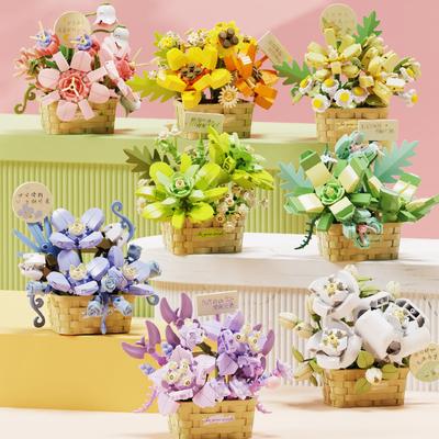 Flower Secret Building Blocks Flower Baskets  Micro-particle Assembled Toys  Creative Ornaments  Holiday Gifts for Girls