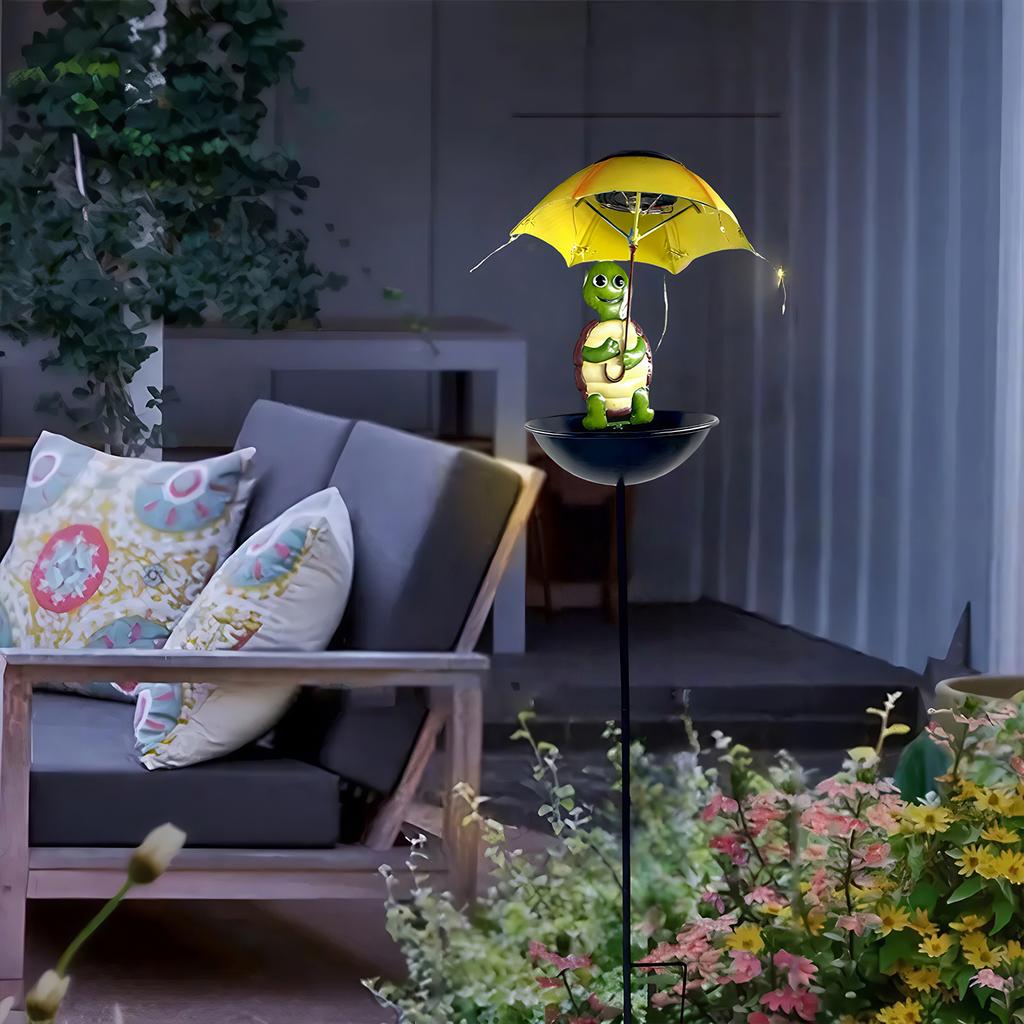 Solar Animal Garden Outdoor Lights Solar Hummingbird Feeder with Umbrella Animal Bird Feeder for Garden Yard Balcony