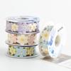 Flower Pattern Design Gift Packaging Ribbon Cute Flower Printed Satin  Christmas Party Supply