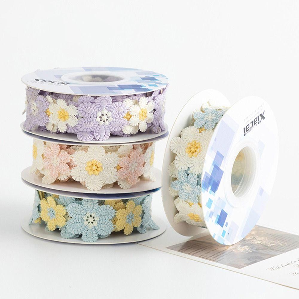 Flower Pattern Design Gift Packaging Ribbon Cute Flower Printed Satin  Christmas Party Supply