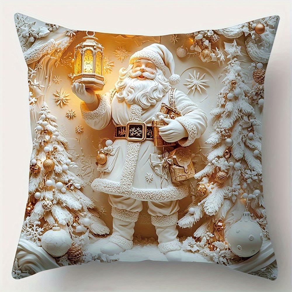 Christmas Pillowcases: Snowman, Santa, and Festive Scenes Sofa Bed Cushion Cover, New Year Home Decoration
