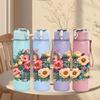 1PC Mixed Bouquet Art 750ml Color Plastic Sports Water Bottle Leakproof Flip Straw Lid Suitable for Sports Office Home Use