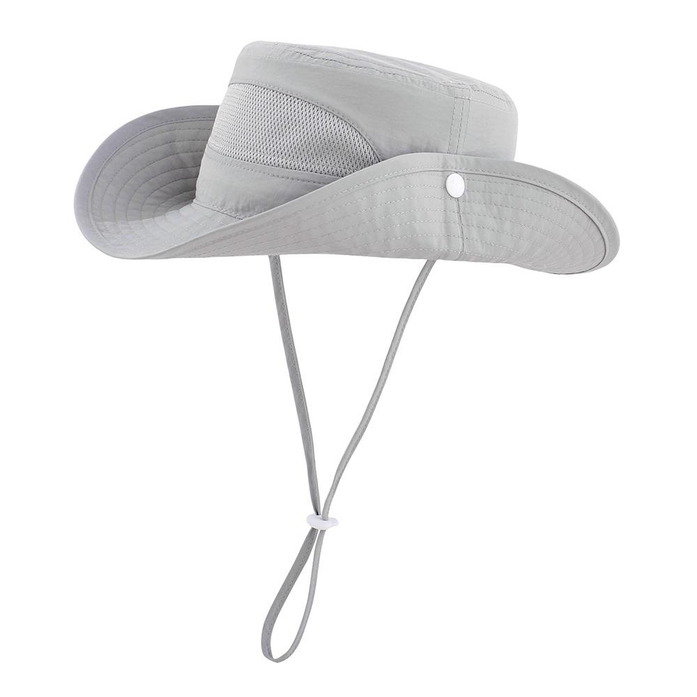 

Adjustable Chin Strap Children Fisherman Hat Mesh Sun Protection Hat for Outdoor Activities 5-8Years светло-серый