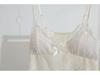 2025 Summer Pure Desire Satin Pajamas Set: Women's Spaghetti Strap Top with Chest Pads and Shorts.