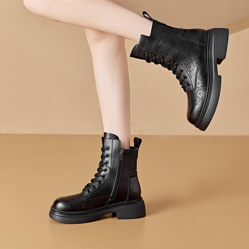 Winter Shoes Boots Women Large Size  Non-slip Women's Snow Boots Genuine Leather Warm Women's Ankle Boots