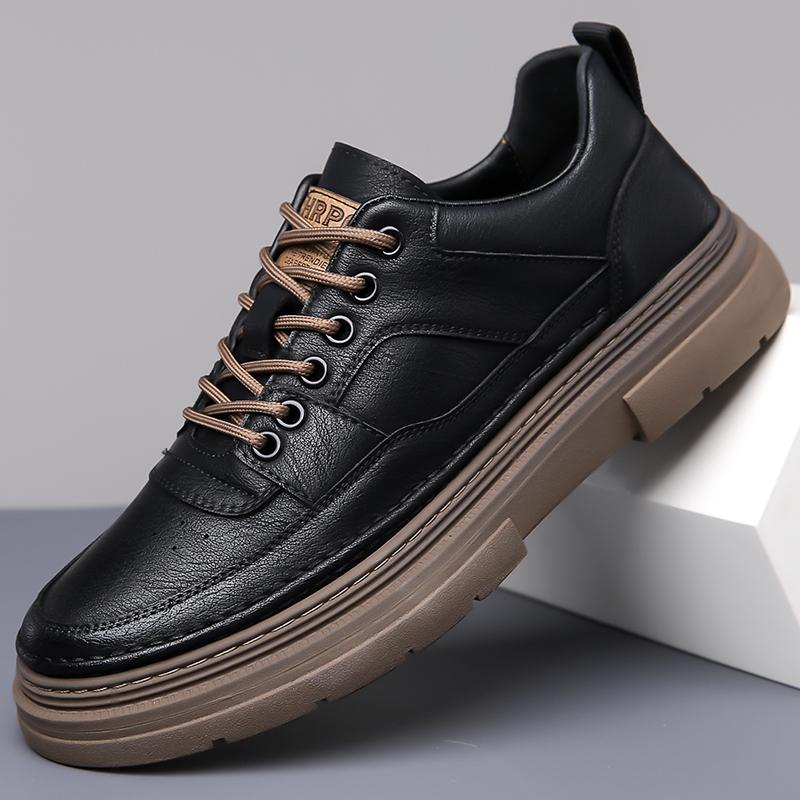 Men's Leather Shoes Casual Luxury Lace Up Oxfords Shoes Block Shoes  Fashion Breathable Classic Loafers Zapatos Hombre