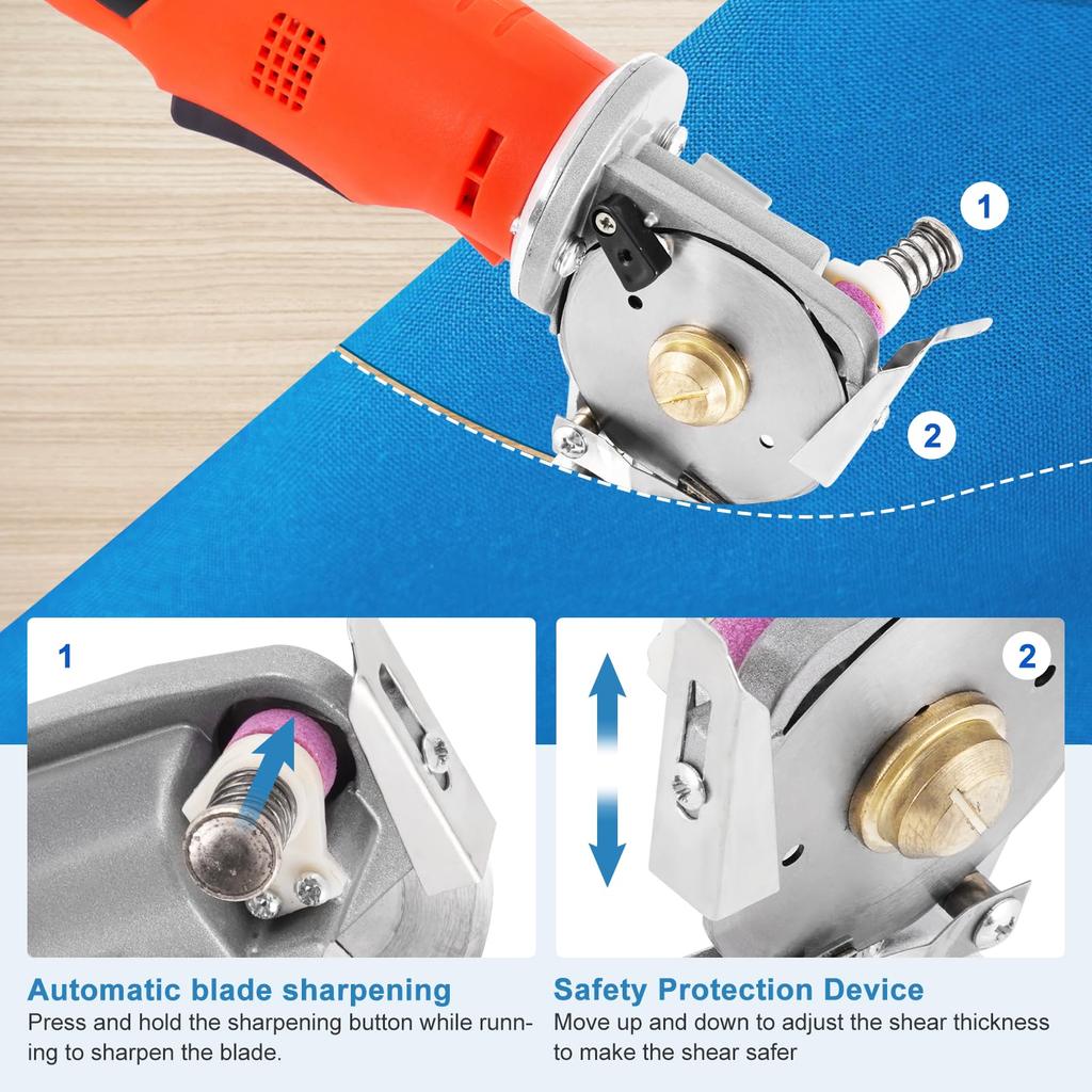 MXBAOHENG Rechargeable Electric Fabric Electric Fabric Scissors for Cutting and Maximum Cutting Thickness Requires 2 Cordless Cutting Electric Cutter,