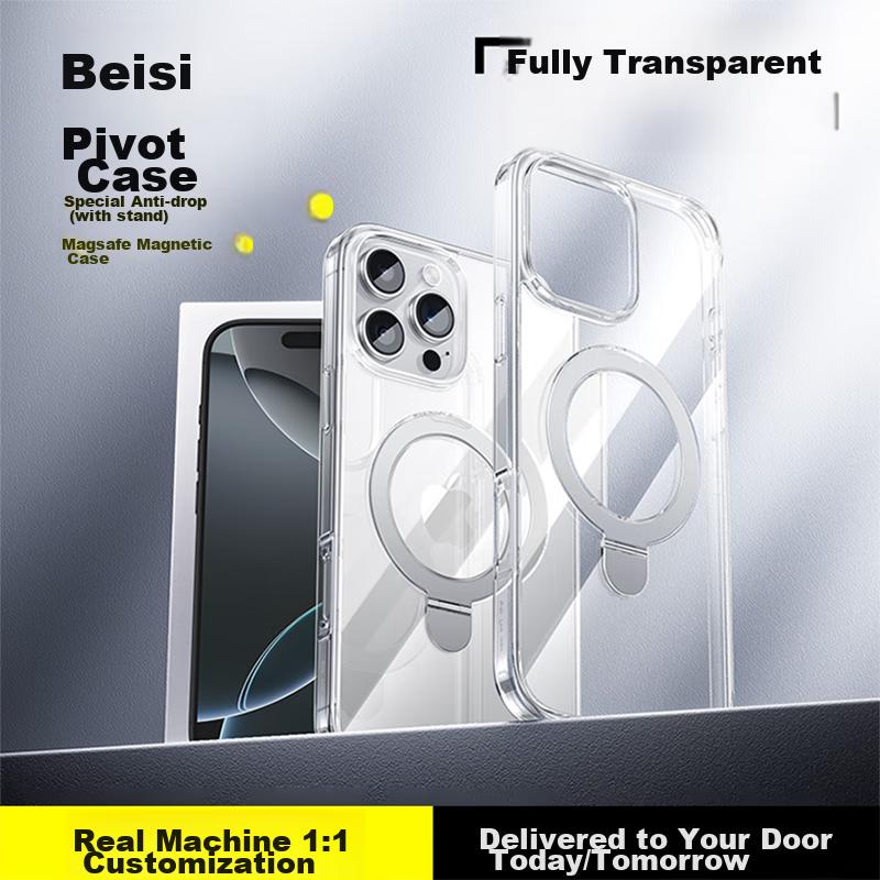 Baseus Stand Case With Built-In Standfor IPhone 16 Pro Max, 16 Pro Max Protective Cover, Magnetic Stand, Transparent Shockproof MagSafe Magnetic