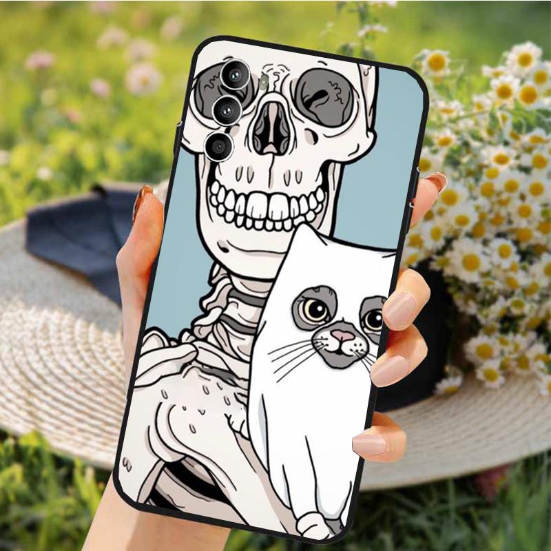 Skeleton Cat Phone Case For Motorola Edge 50 40 Pro 50 40 30 Ultra Neo Fusion Moto G84 G54 G85 G62 G53 G72 Funda