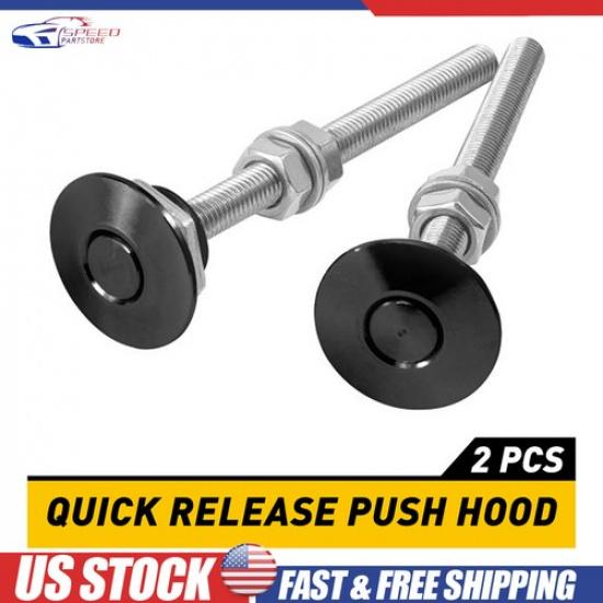 Black Push Quick Button Release Hood Bonnet P Lock Clip Car Bumper Latch Kit