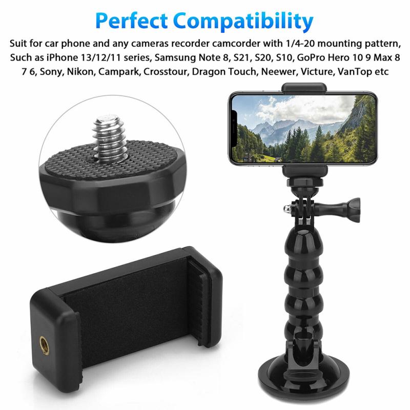 Car Suction Cup Mount Phone Holder Adjustable Angles Video Navigation Bracket Compatible For Gopro