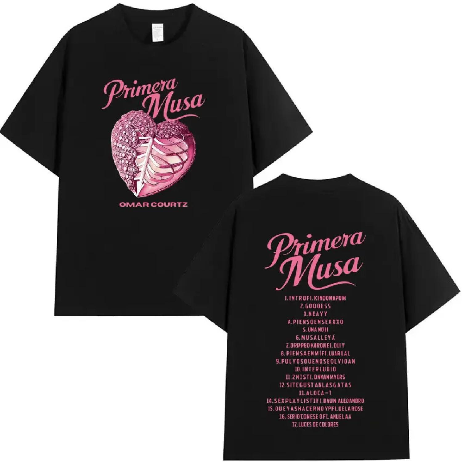 

Hot Sale Fashion Omar Courtz Primera Musa 2025 Heart Graphic Humor T-shirt Mens Clothing Hip Hop T Shirt Summer Oversized Tshirt XXXXXL чорний