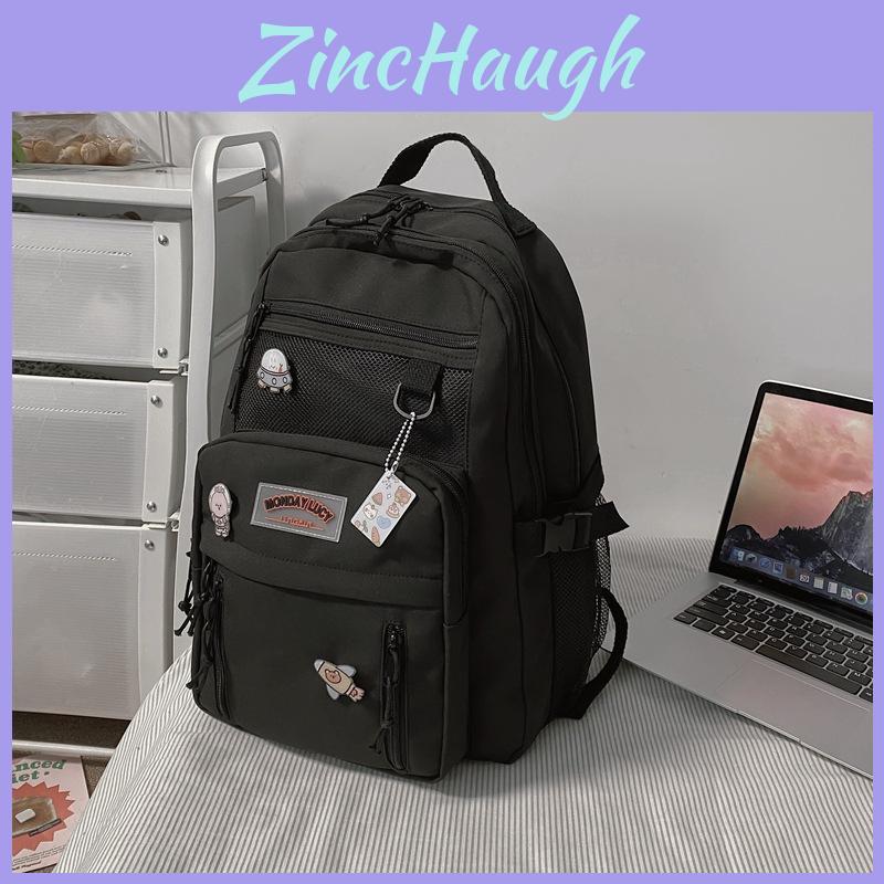 Style Student Backpack For Girls And Boys With Color Blocking Design And Letter Decor For Daily Use