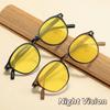 Men Women Fashion Black Yellow Protective Sunglasses Retro Round Night Vision Glasses High-Definition Computer Driving Eyewear